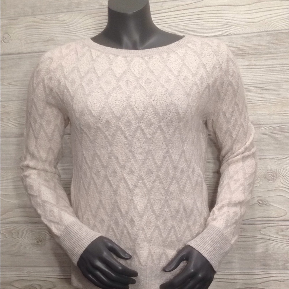 3/$30Loft crew neck argyle sweater grey cream XS
